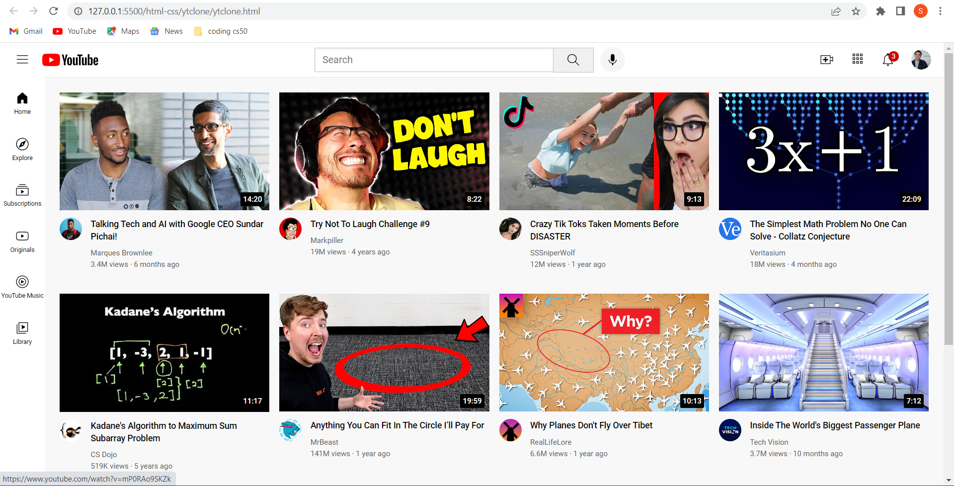 Youtube clone Project Image